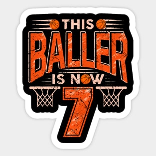 Kids This Baller Is Now 7 Yo Boys Girls Basketball 7Th Bday Sticker